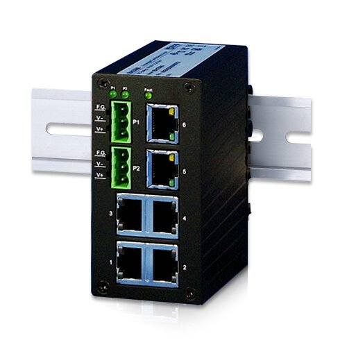 ATOP EH2306 - Switch Ethernet industriel 6 ports, boîtier métal, rail DIN
